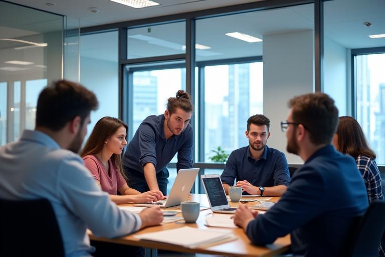 TechStar株式会社のオフィス内での研修風景